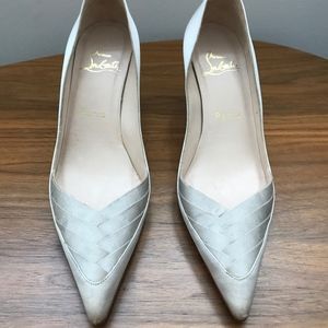 Christian Louboutin Silver Satin Pump